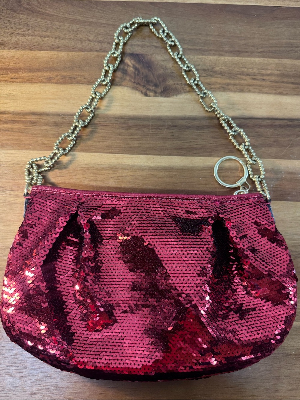 Coach Poppy Red Sequin Bag 14368 Metallic Crimson Mini Shoulder Bag Y2K